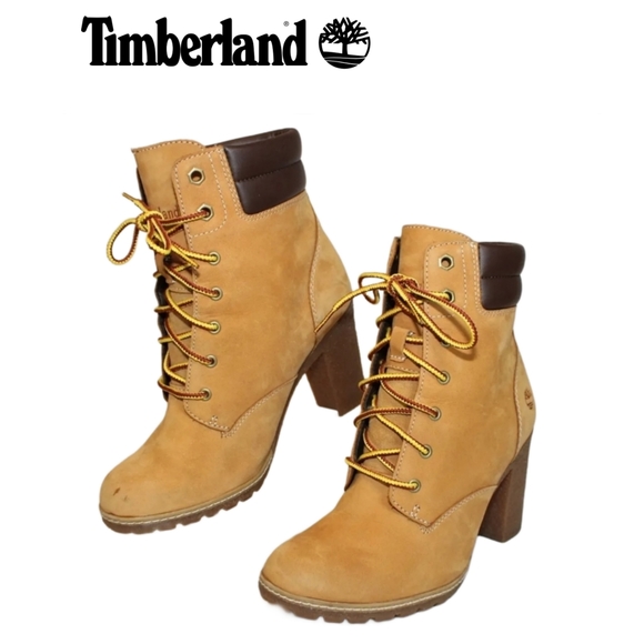 Timberland Shoes - 🎀Clearance🎀 Timberland Tilson High Heel 6.5 Wheat Nubuck Leather Ankle Boots
